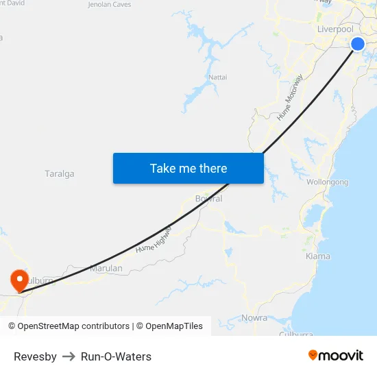 Revesby to Run-O-Waters map