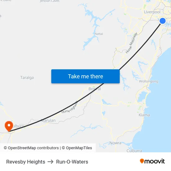 Revesby Heights to Run-O-Waters map
