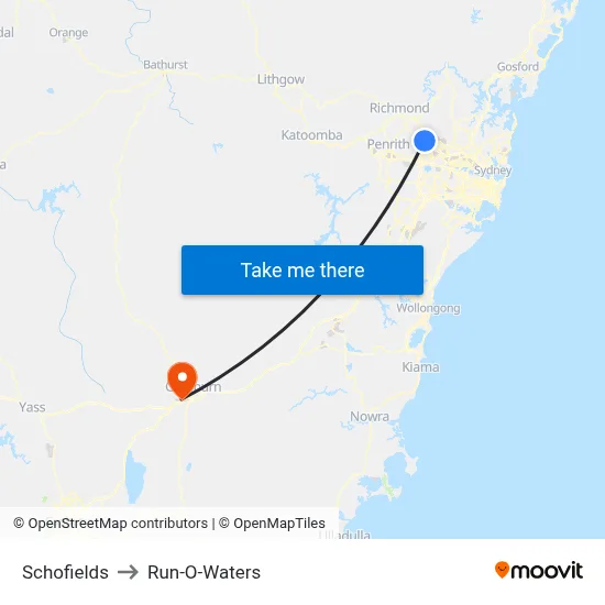 Schofields to Run-O-Waters map