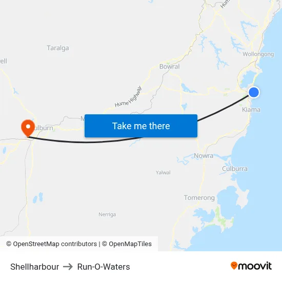 Shellharbour to Run-O-Waters map