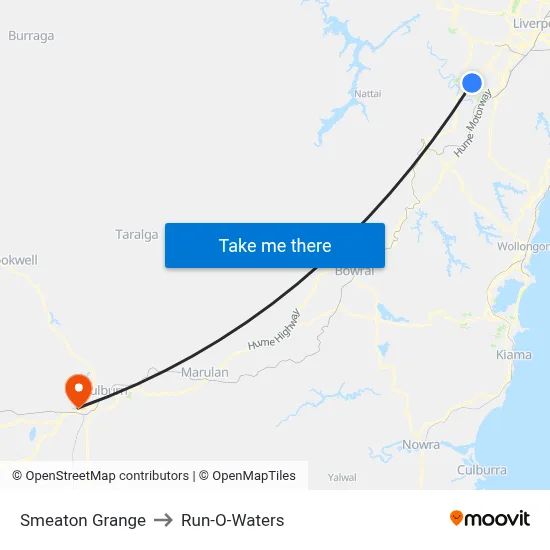 Smeaton Grange to Run-O-Waters map