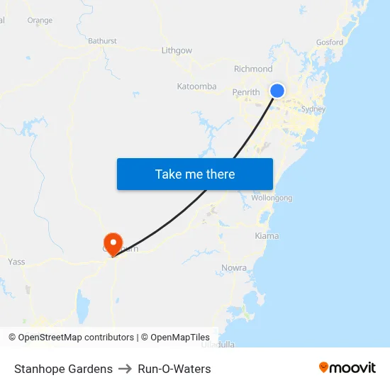 Stanhope Gardens to Run-O-Waters map