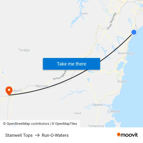 Stanwell Tops to Run-O-Waters map