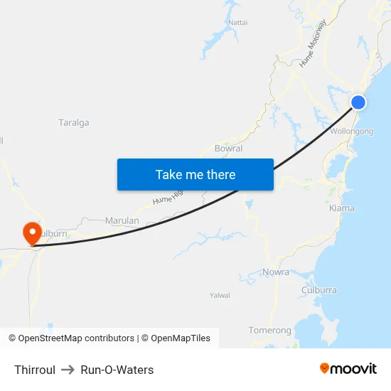 Thirroul to Run-O-Waters map