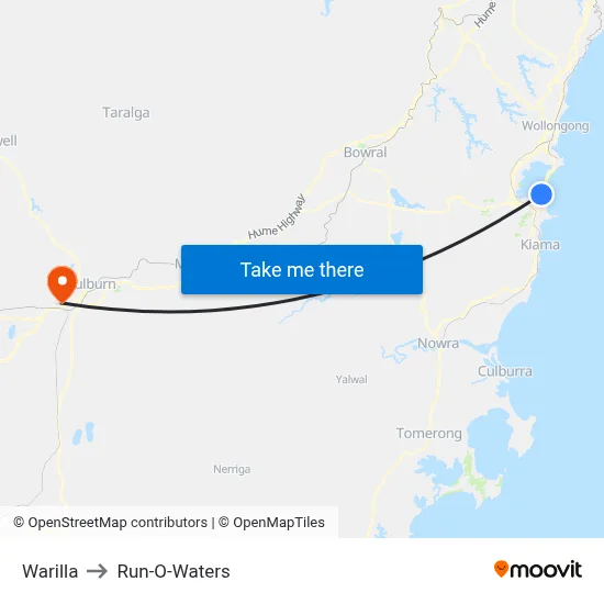 Warilla to Run-O-Waters map