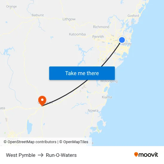 West Pymble to Run-O-Waters map