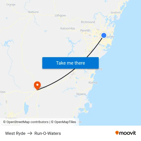 West Ryde to Run-O-Waters map