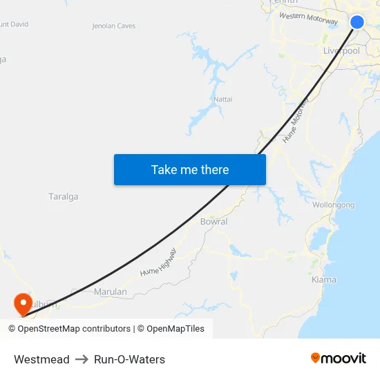 Westmead to Run-O-Waters map
