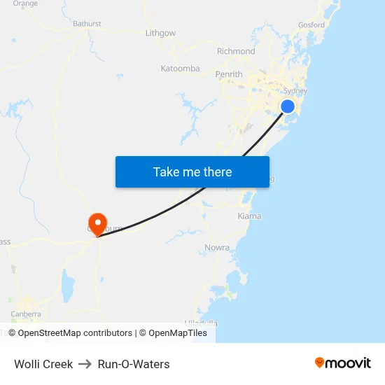Wolli Creek to Run-O-Waters map