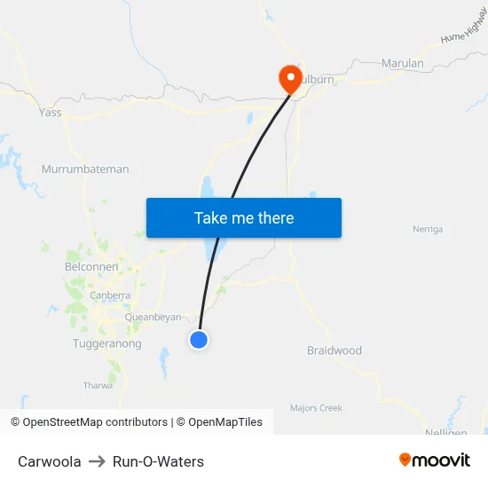 Carwoola to Run-O-Waters map