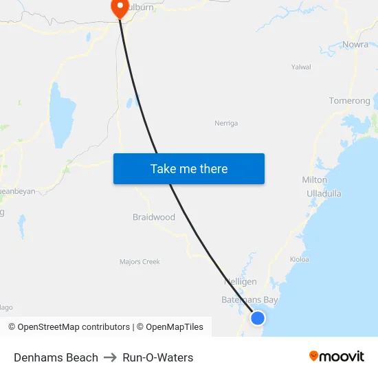 Denhams Beach to Run-O-Waters map