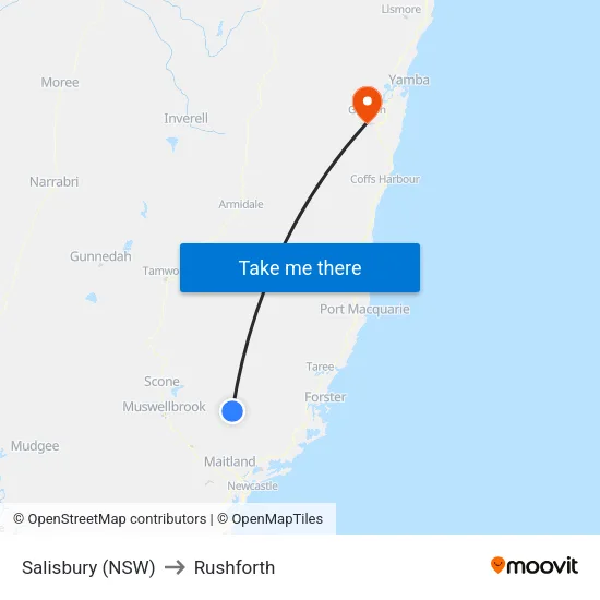 Salisbury (NSW) to Rushforth map