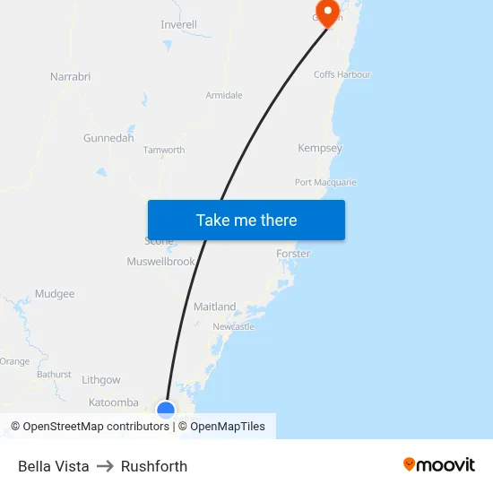Bella Vista to Rushforth map