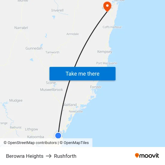 Berowra Heights to Rushforth map