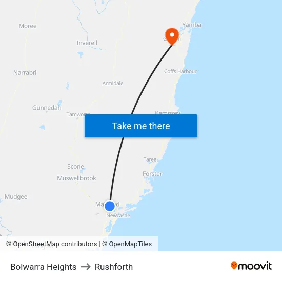 Bolwarra Heights to Rushforth map