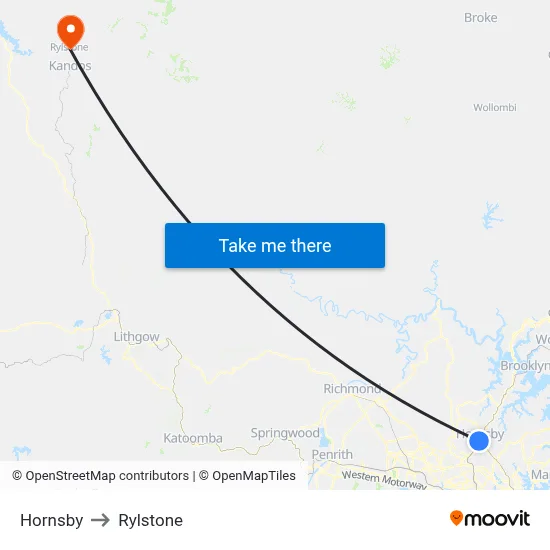 Hornsby to Rylstone map