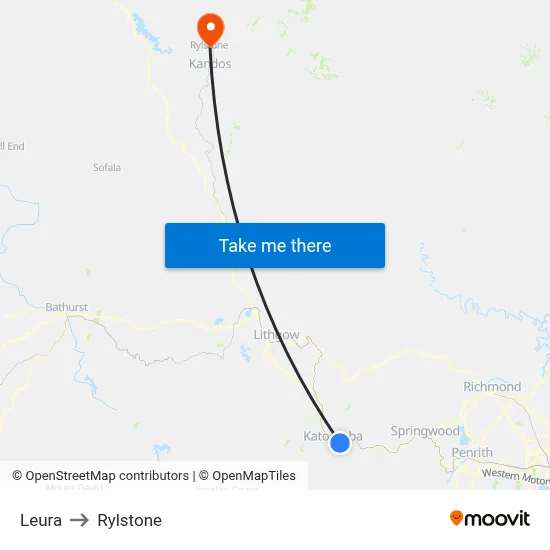 Leura to Rylstone map