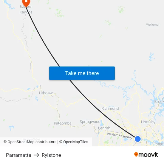 Parramatta to Rylstone map