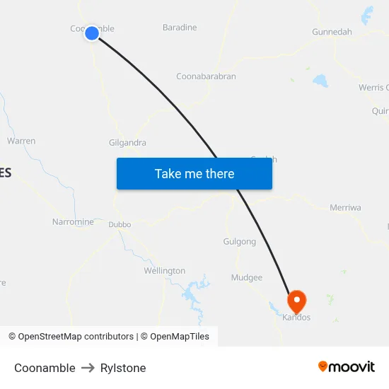 Coonamble to Rylstone map