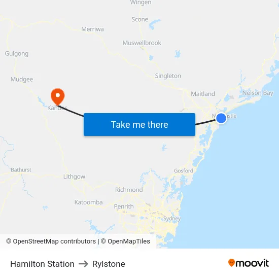 Hamilton Station to Rylstone map