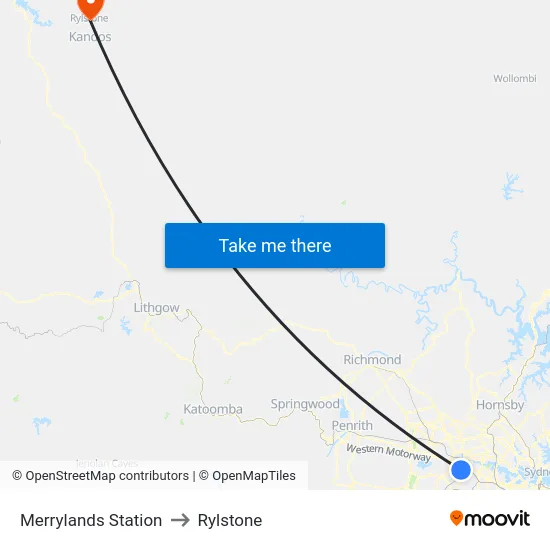 Merrylands Station to Rylstone map