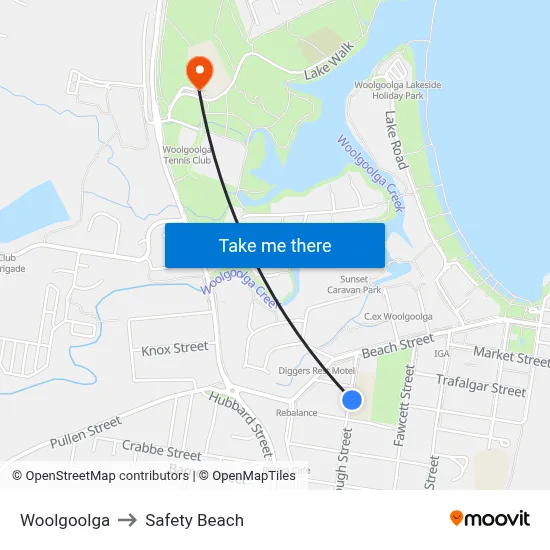 Woolgoolga to Safety Beach map