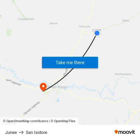 Junee to San Isidore map