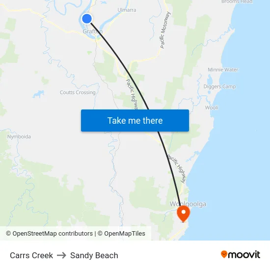 Carrs Creek to Sandy Beach map