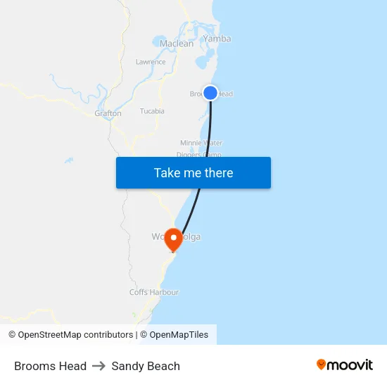 Brooms Head to Sandy Beach map