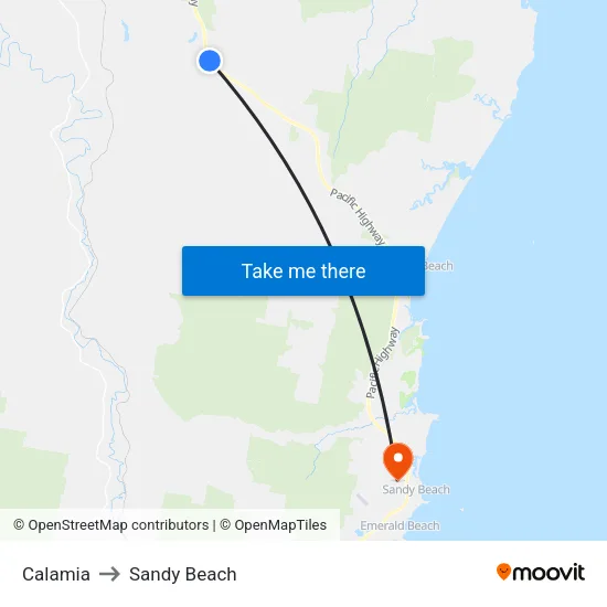 Calamia to Sandy Beach map