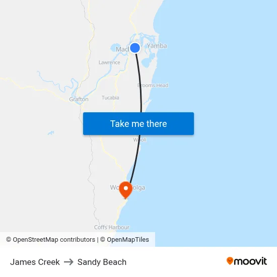James Creek to Sandy Beach map
