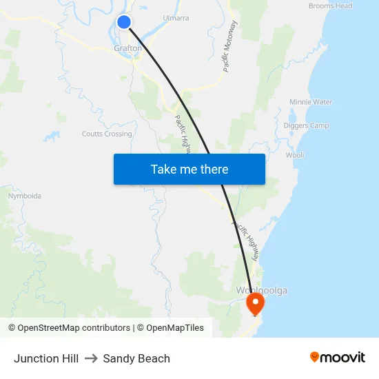 Junction Hill to Sandy Beach map