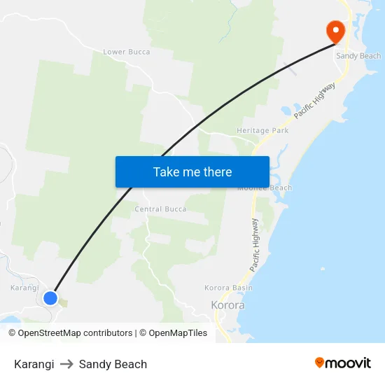 Karangi to Sandy Beach map