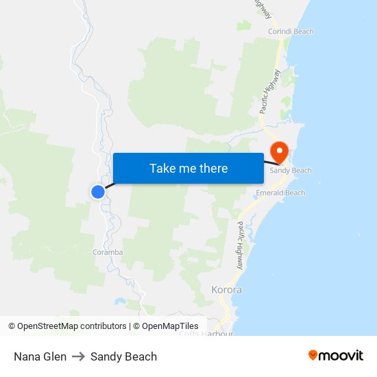 Nana Glen to Sandy Beach map