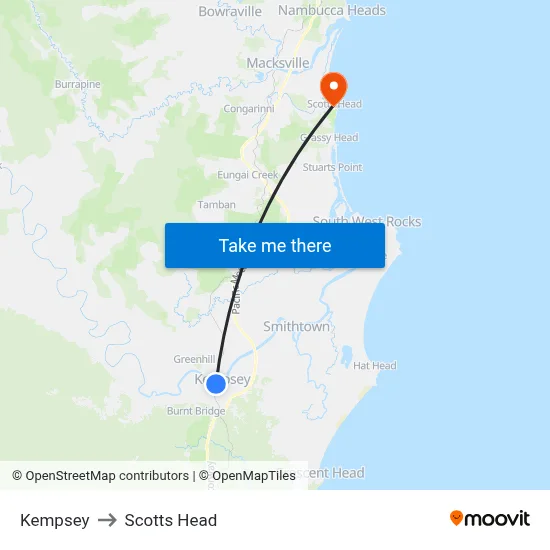 Kempsey to Scotts Head map