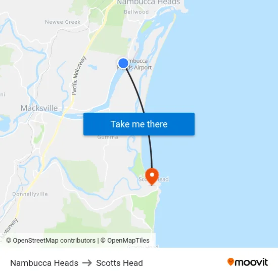 Nambucca Heads to Scotts Head map