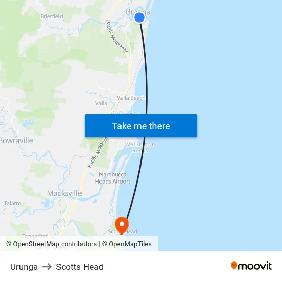 Urunga to Scotts Head map