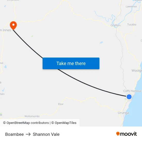 Boambee to Shannon Vale map