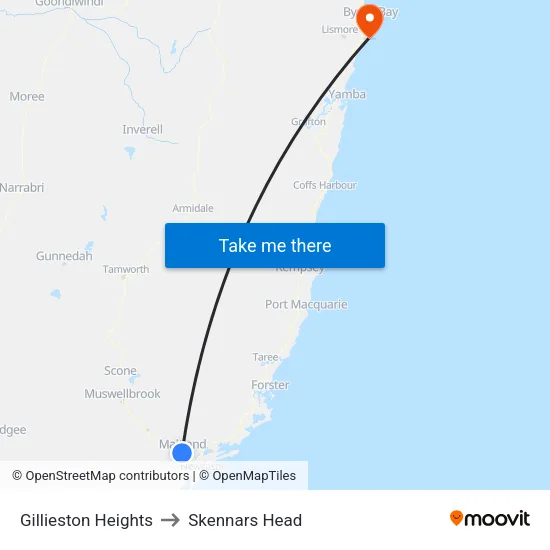 Gillieston Heights to Skennars Head map