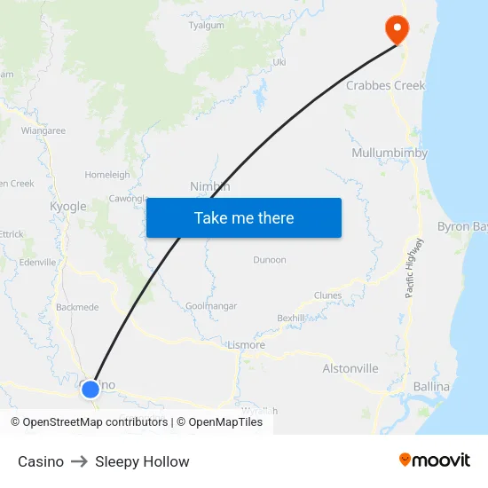 Casino to Sleepy Hollow map