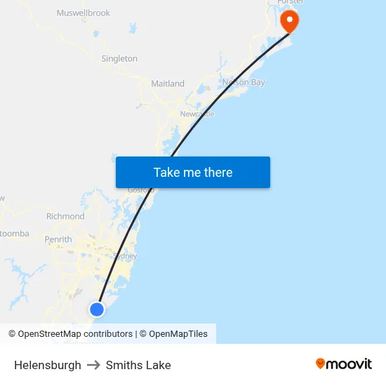 Helensburgh to Smiths Lake map