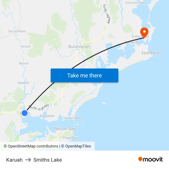 Karuah to Smiths Lake map