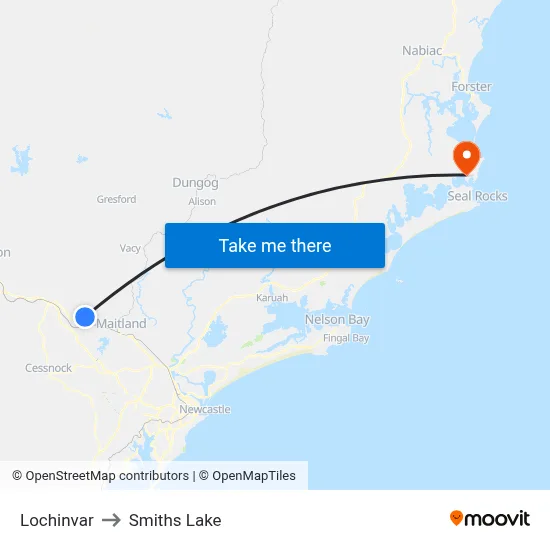 Lochinvar to Smiths Lake map