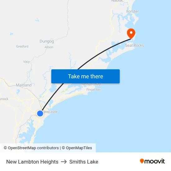 New Lambton Heights to Smiths Lake map