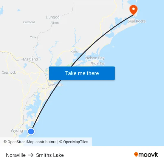 Noraville to Smiths Lake map
