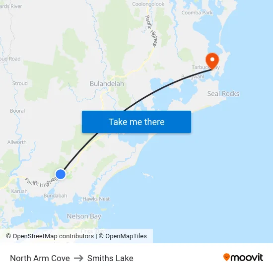 North Arm Cove to Smiths Lake map