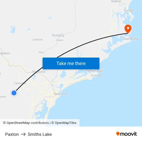 Paxton to Smiths Lake map