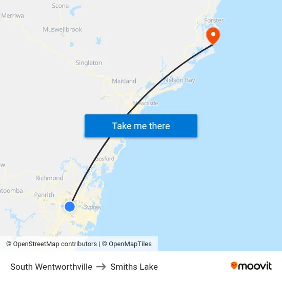 South Wentworthville to Smiths Lake map