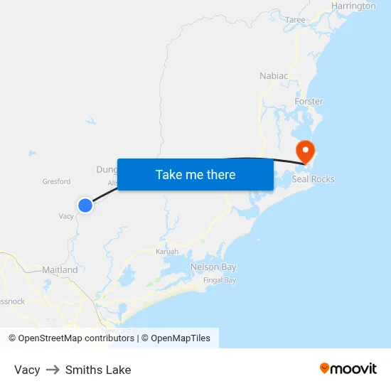 Vacy to Smiths Lake map
