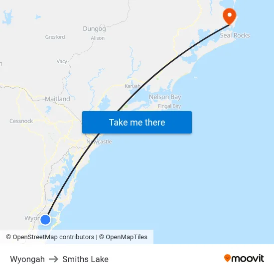 Wyongah to Smiths Lake map